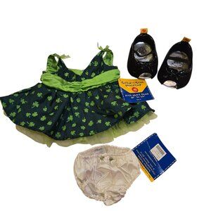 Build A Bear Workshop BABW Green Shamrock St. Patrick's Day Outfit Dress Shoes